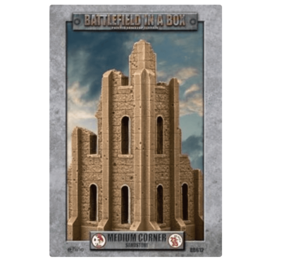 GF9: 28mm Pre-painted Terrain - Medium Corner Ruin (Sandstone)