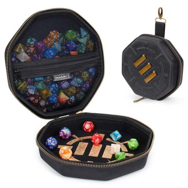 Enhance: Octagonal Dice Case and Rolling Tray - Black