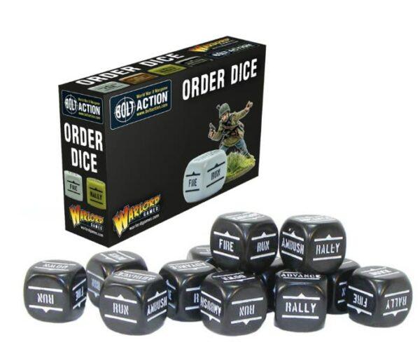 Bolt Action: Order Dice - Black with White Print