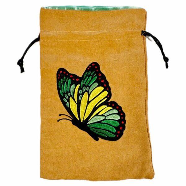 Black Oak: Dice Bag (5.5" x 8.5") -  Longwing Butterfly, Light Brown with Light Green Lining